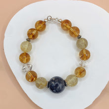 將圖片載入圖庫檢視器 光芒閃爍~閃靈+黃水晶+黃鈦晶S925純銀手鍊