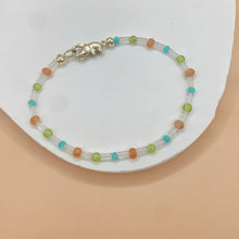 將圖片載入圖庫檢視器 精彩小象~白水晶 + 天河石 +金太陽 + 橄欖石S925純銀手鍊