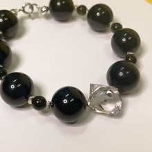 將圖片載入圖庫檢視器 暗夜之星~黑碧璽+金運石+閃靈S925純銀手鍊