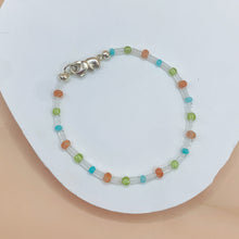 將圖片載入圖庫檢視器 精彩小象~白水晶 + 天河石 +金太陽 + 橄欖石S925純銀手鍊