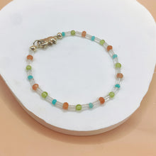 將圖片載入圖庫檢視器 精彩小象~白水晶 + 天河石 +金太陽 + 橄欖石S925純銀手鍊