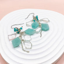 將圖片載入圖庫檢視器 藍色回憶之碎片❁天河石x白水晶純銀耳環
