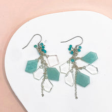將圖片載入圖庫檢視器 藍色回憶之碎片❁天河石x白水晶純銀耳環