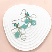 將圖片載入圖庫檢視器 藍色回憶之碎片❁天河石x白水晶純銀耳環