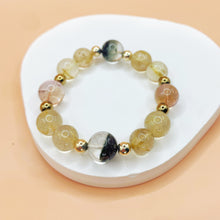將圖片載入圖庫檢視器 財富魔法師~綠幽靈+黃鈦晶+紫黃晶手鍊