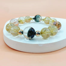將圖片載入圖庫檢視器 財富魔法師~綠幽靈+黃鈦晶+紫黃晶手鍊