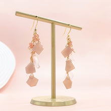 將圖片載入圖庫檢視器 粉色回憶之碎片❁金太陽 x 粉水晶14k包金耳環