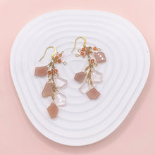 將圖片載入圖庫檢視器 粉色回憶之碎片❁金太陽 x 粉水晶14k包金耳環